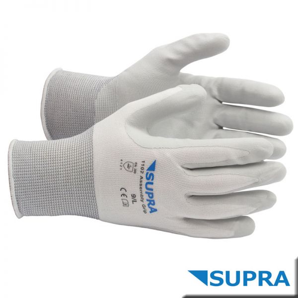 Feinstrickhandschuh "Assembly Grip" Supra 1102 grau/weiss