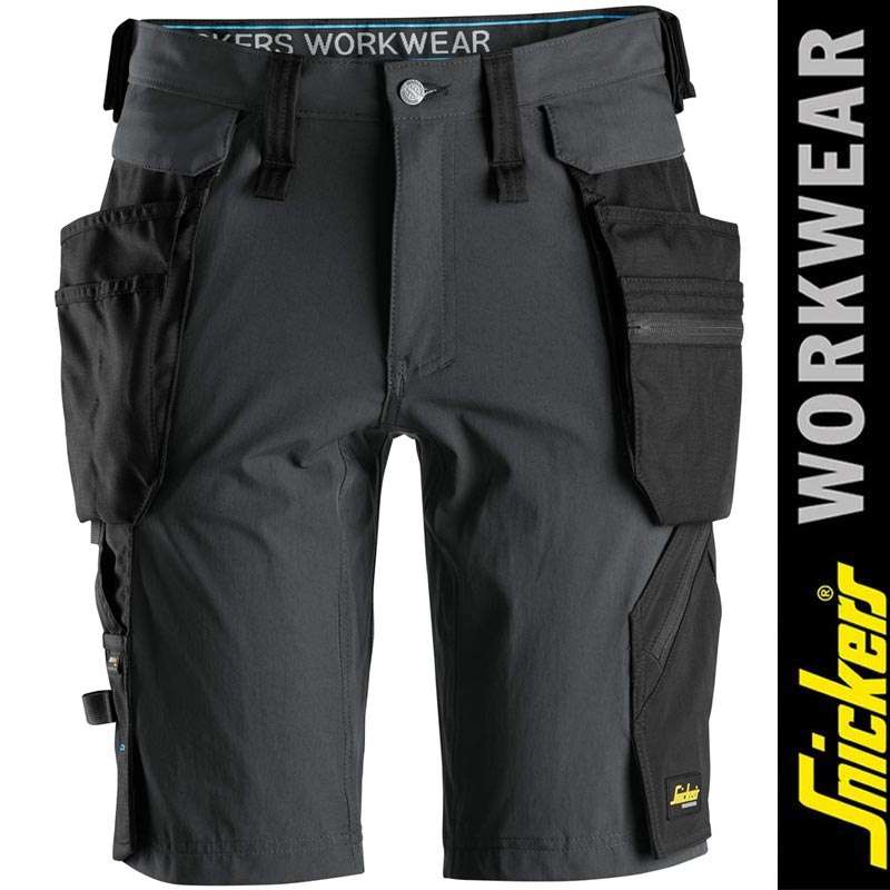 Snickers 6142 AllroundWork Holster-Tasche – Piratenhose, Grau-schwarz, Größe 33, Stretch-Material