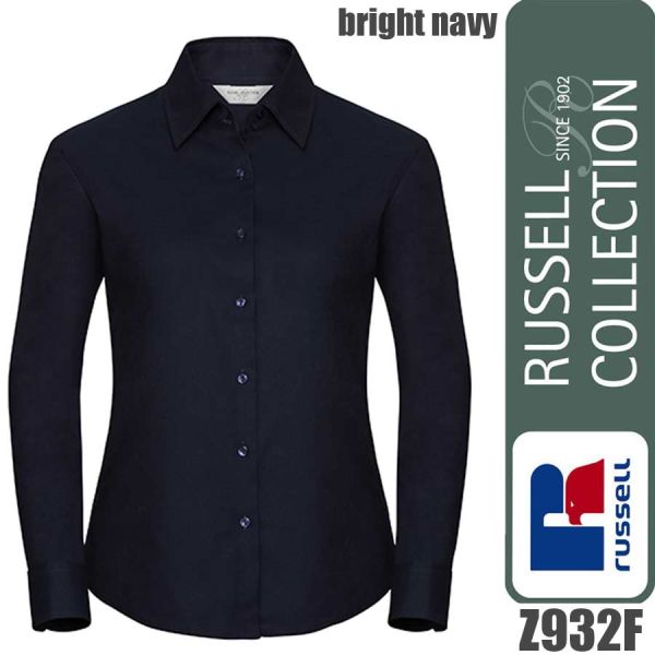 Ladies` Long Sleeve Classic Oxford Shirt, Russel - Z932F, bright navy