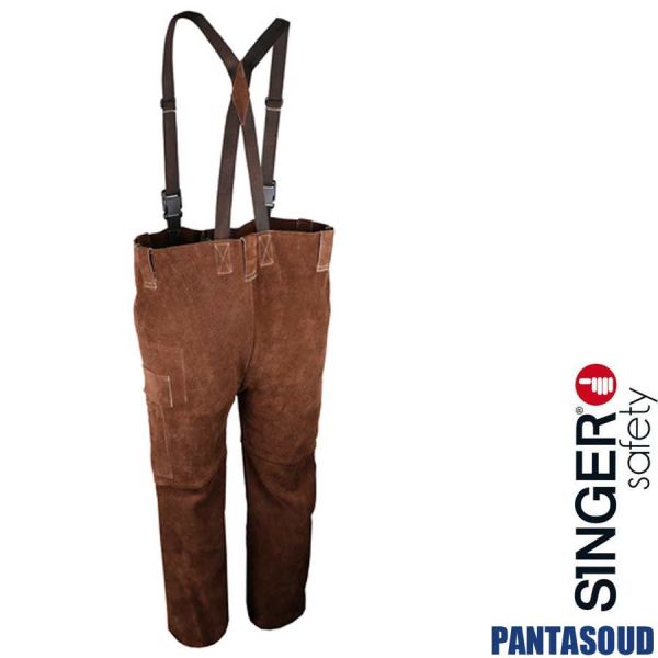 Schweisser - Lederhose mit Hosenträgern, PANTASOUD, SINGER Safety