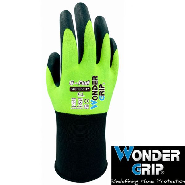 Wondergrip Schutzhandschuh - grau-gelb-WG-1855HY Wonder Grip U-Feel