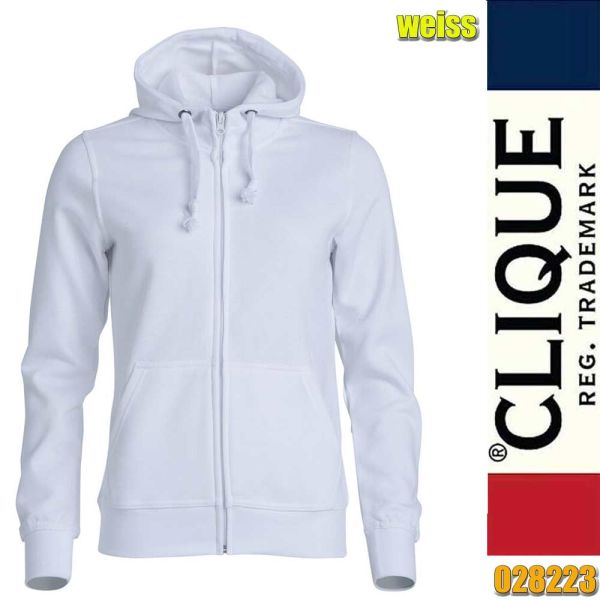 Basic Hoody Full zip Ladies, Clique - 021035, weiss