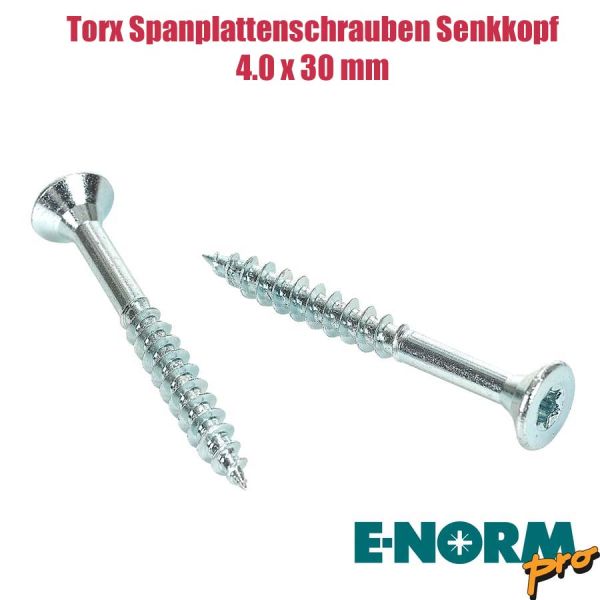 Torx - Spanplattenschrauben, Senkkopf, verzinkt, 4x30 mm