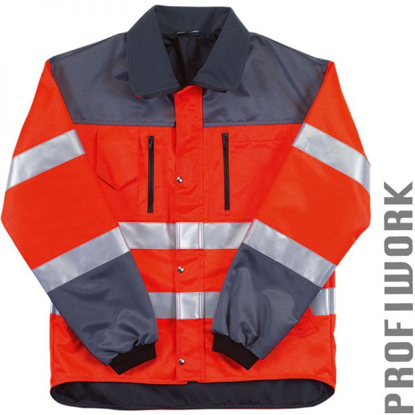 PROFIWORK REFLEX-Warnschutzjacke, leuchtrot-grau-10522