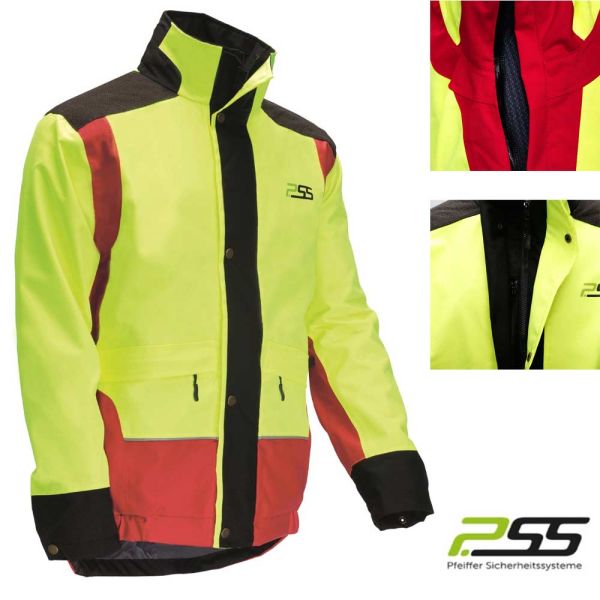 PSS X-Treme Rain Regenjacke, gelb-rot, Forst, 801