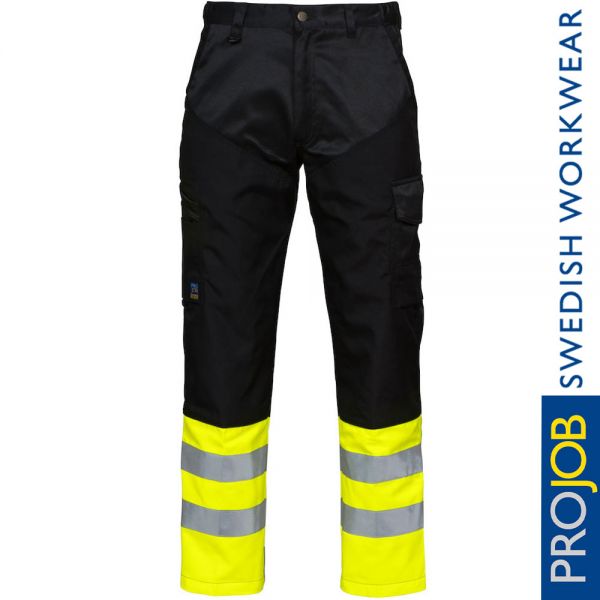 Arbeitshose, HI-VIS, PRO JOB, 6507-schwarz-gelb