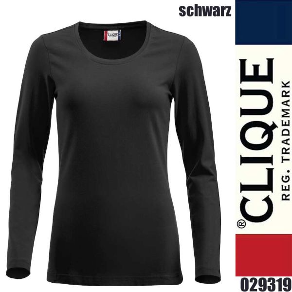 Carolina L/S, T-Shirt Langarm Damen Rundhals, Clique - 029319, schwarz