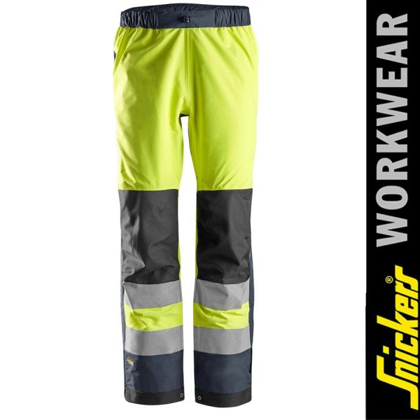 6530 AllroundWork, Wasserdichte High-Vis-Softshell-Arbeitshose, Warnschutzklasse 2-high vis yellow-navy