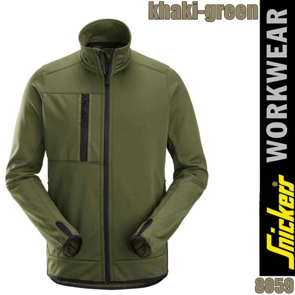 8059, AllroundWork, Fleecejacke mit durchgehendem Reissverschluss, SNICKERS, khaki-green