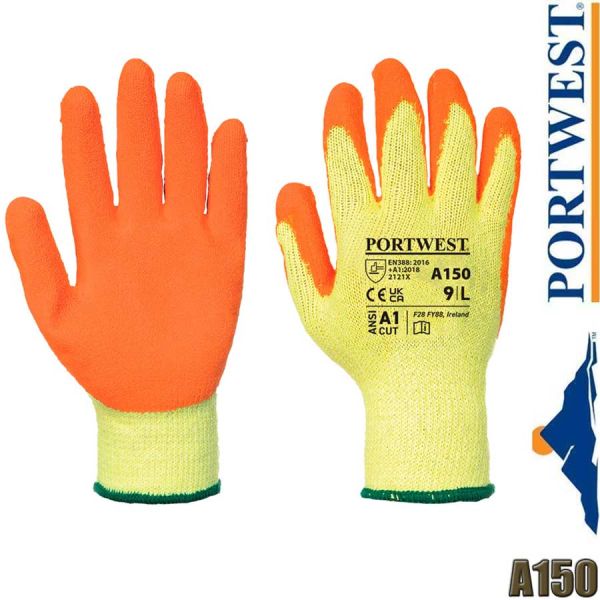 Klassischer Grip Handschuh, Latex, orange, A150, PORTWEST