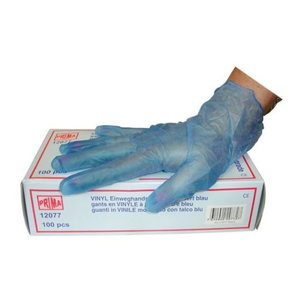 Vynil-Einweghandschuh, gepudert, blau Box à 100 Stück - 12077