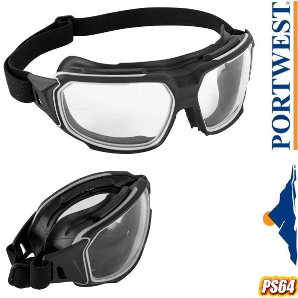Schutzbrille, klappbar, mit Gummirahmen, PS64, PORTWEST