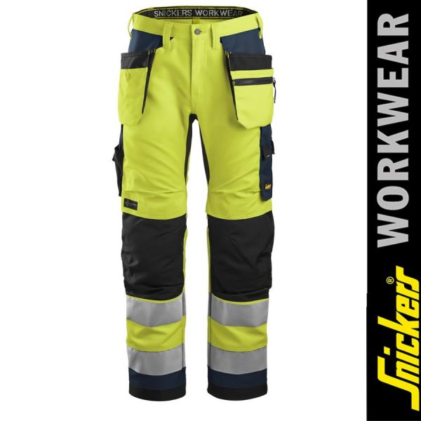 6230 AllroundWork, High-Vis-Arbeitshose+ mit Holstertaschen, Warnschutzklasse 2, yellow,navy