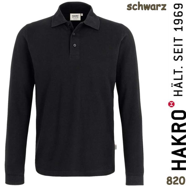 NO. 820 Hakro Longsleeve-Poloshirt Classic, schwarz