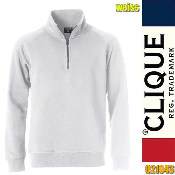 Classic Half Zip Sweat Shirt, Clique - 021043, weiss