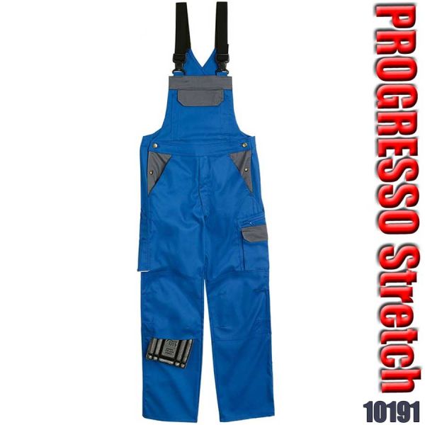 Arbeits-Latzhose, PROGRESSO Stretch, blau/grau,