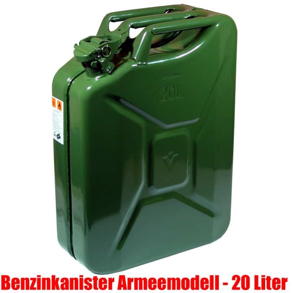 Benzinkanister Armee Modell, grün, 20 liter,