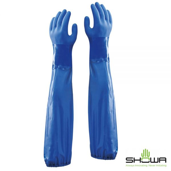 Showa-Handschuh, PVC mit extra langer Stulpe und Gummizug 650 mm lang, (Typ690), 12692