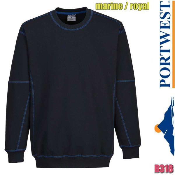 Zweifarbiges Sweatshirt, Pullover, B318, PORTWEST, marine-royal
