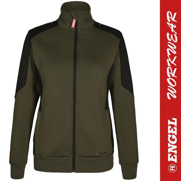 GALAXY Damen Sweatjacke - ENGEL Workwear - 8825-waldgruen-schwarz