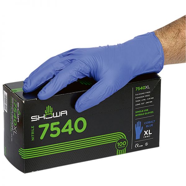 Einweghandschuhe SHOWA 7540 - kobaltblau - Box zu 100 Stck.