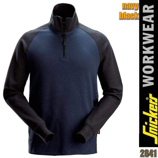Zweifarbiges Sweatshirt mit Halbreißverschluss, Snickers - 2841, navy black