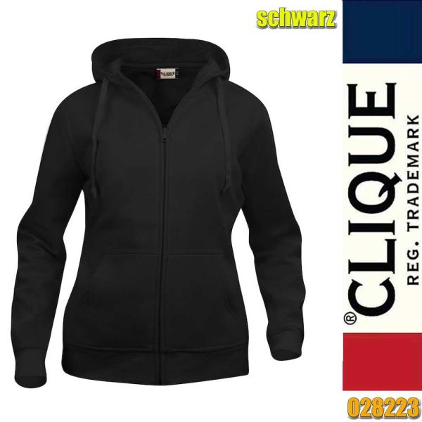 Basic Hoody Full zip Ladies, Clique - 021035, schwarz