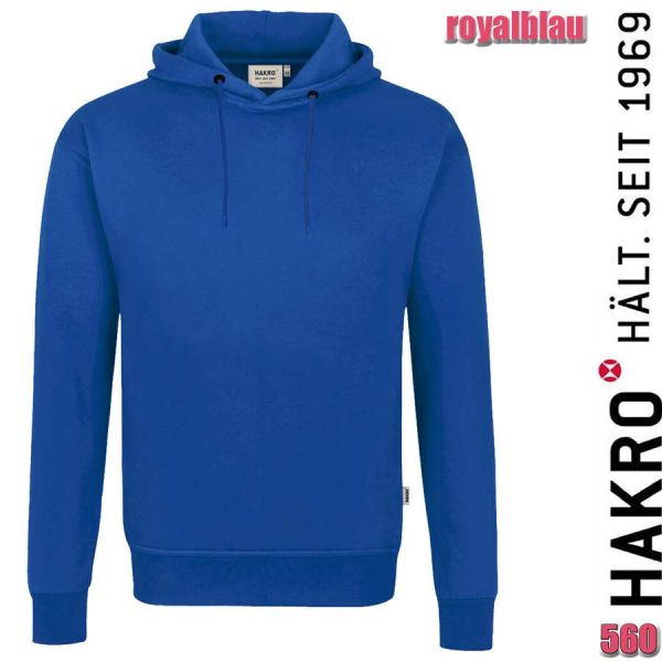 NO. 560 Hakro Kapuzen-Sweatshirt Bio-Baumwolle GOTS, royalblau