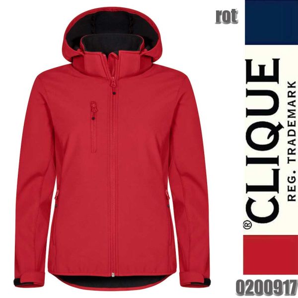 Classic Softshell Hoody Ladies Kapuzenjacke, Clique - 0200917, rot