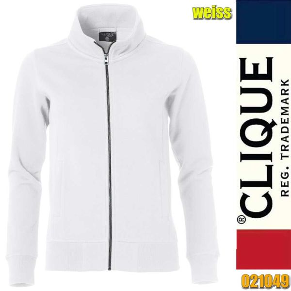 Classic Cardigan Ladies Zip Sweat Jacke, Clique - 021049, weiss