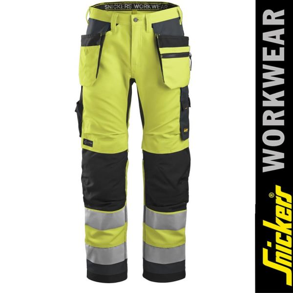 6230 AllroundWork, High-Vis-Arbeitshose+ mit Holstertaschen, Warnschutzklasse 2, yellow, steel grey