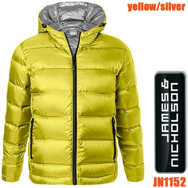 Daunen Jacke mit Kaputze, Men's Hooded, James+Nicholson-JN1152-yellow