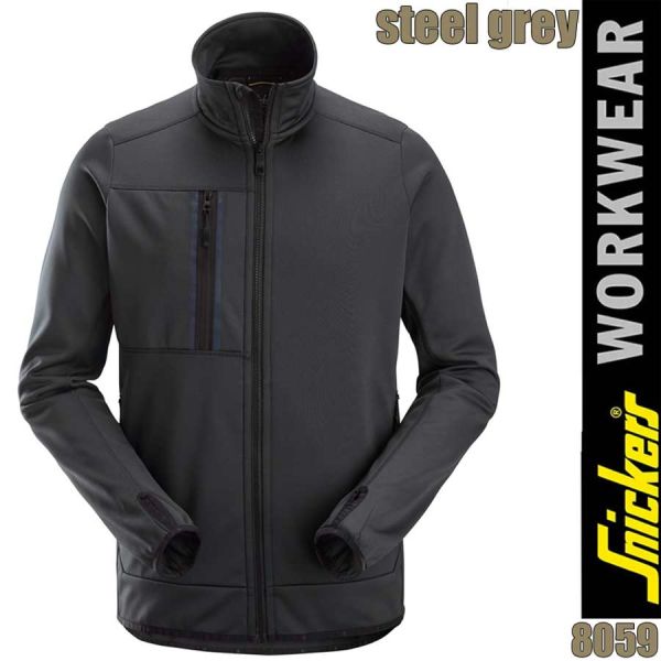 8059, AllroundWork, Fleecejacke mit durchgehendem Reissverschluss, SNICKERS, steel grey