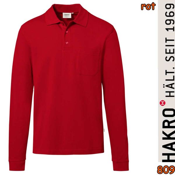 NO. 809 Hakro Longsleeve-Pocket-Poloshirt Top, rot