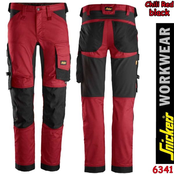 Snickers Workwear, 6341, AllroundWork, Stretch Arbeitshose, NEUHEIT!, chili red, black