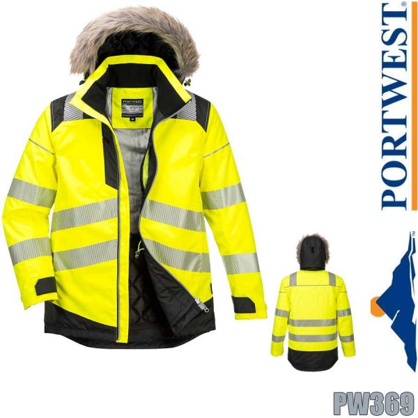 Warnschutz Winterparka, PW369, PORTWEST, warngelb