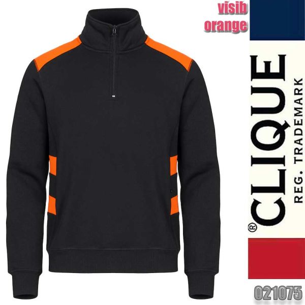 Ambition Half Zip Sweatshirt Unisex, Clique - 021075, visib orange