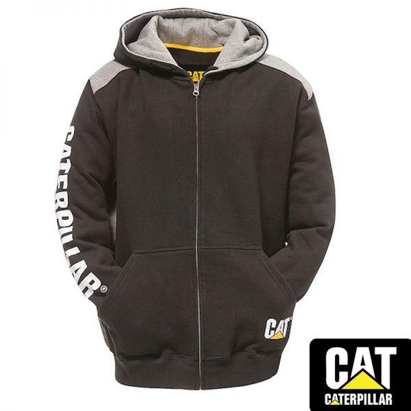 CAT Sweatshirt LOGO Panel ZIP, schwarz - 