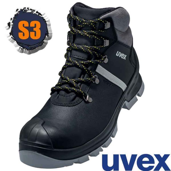 UVEX 2 Construction - schwarz/grau Sicherheitsschuh, S3 halbhoch, 6510