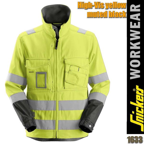 High-Vis-Jacke, Warnschutzklasse 3, Snickers - 1633, yellow, muted black