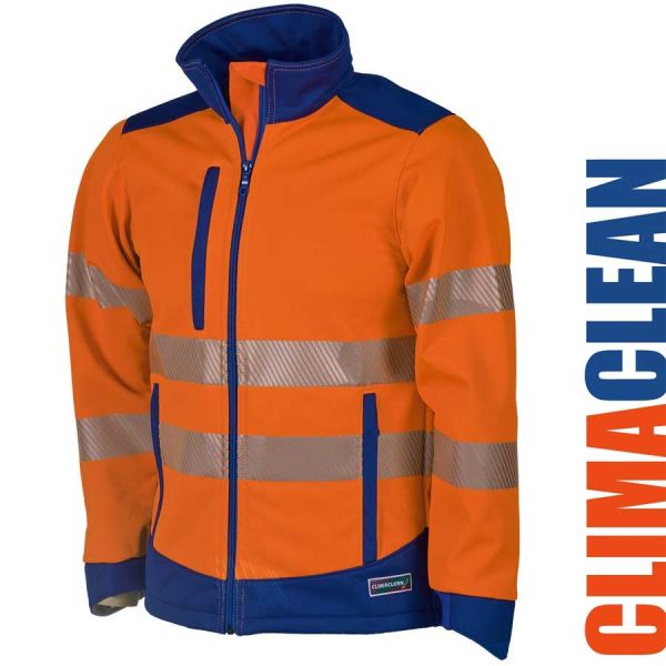 Climaclean Allwetter Warnschutzjacke, winddicht mit Klimamembrane, leuchtorange-blau