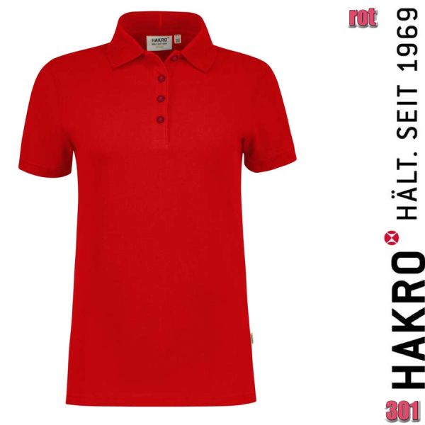 NO. 301 Hakro Damen Poloshirt Bio-Baumwolle GOTS, rot