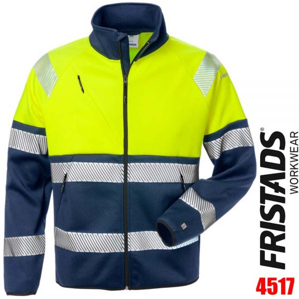 Sweatjacke HIGH-VIS - Klasse1 - 4517 - FRISTADS Workwear-129509-HI-VIS gelb-marine