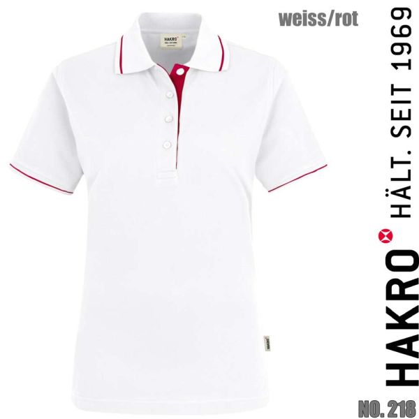 NO. 203 Hakro Damen Poloshirt Casual, weiss-rot