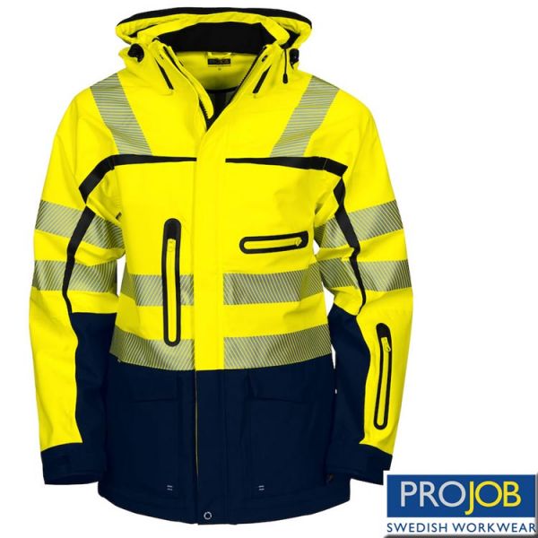 Wind und Wasserdichter 3-Lagen Hardshell Warnparka - EN20471, PRO JOB 6417