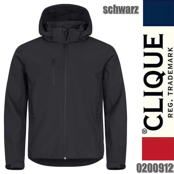 Classic Softshell Hoody Kapuzenjacke, Clique - 0200912, schwarz