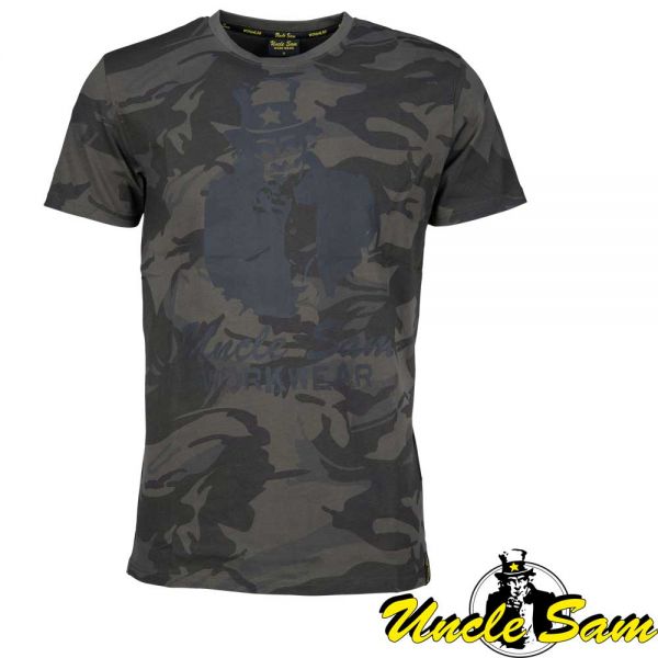 T-Shirt, camouflage, oliv/schwarz, UNCLE SAM -