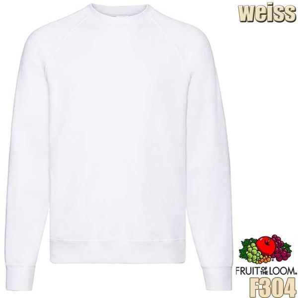 Classic Raglan Sweatshirt, F304, FRUIT OF THE LOOM, weiss