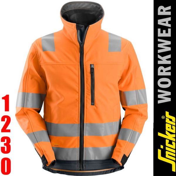 1230 AllroundWork, High-Vis-Softshell-Arbeitsjacke, Warnschutzklasse 3-orange-steelgrey