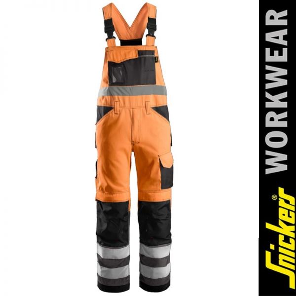 HI-VIS Arbeitslatzhose, Klasse 2, EN20471 - SNICKERS Workwear - 0113 - orange - muted black